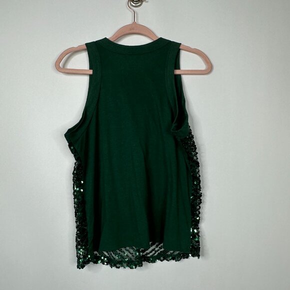 2/$30 NO BOUNDARIES Sequin Tank Top  Hunter Lodge  Green Large #A0217 TRB2 - Picture 8 of 11